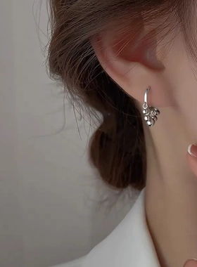 8137号s990耳扣5珠耳环女纯银耳坠耳圈轻奢小众高级感气质耳饰