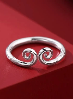 99纯银孙悟空金箍棒紧箍咒戒指男女款情侣国风神话周边开口指环