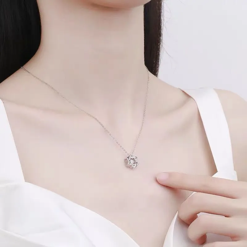 925银电白金灵动六芒星项链女轻奢小众饰品网红个性吊坠直播引流