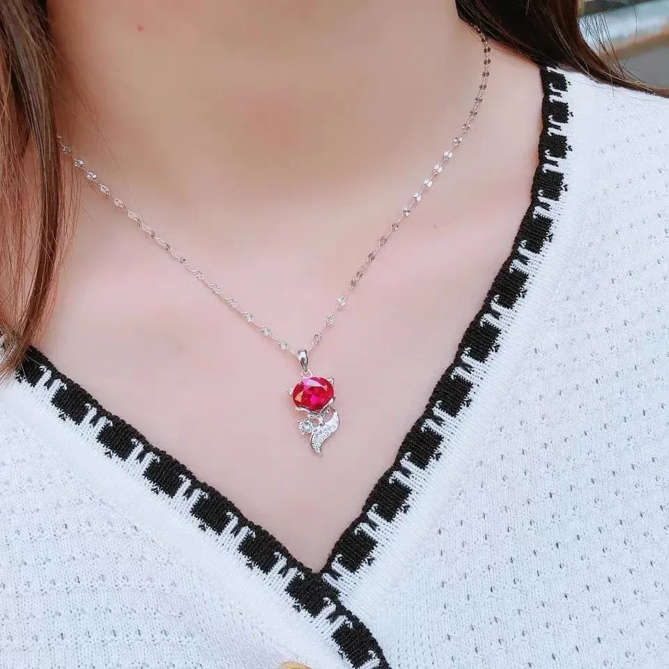 5515号99纯银项链配狐狸吊坠气质七夕节送女友直播爆款工厂直销