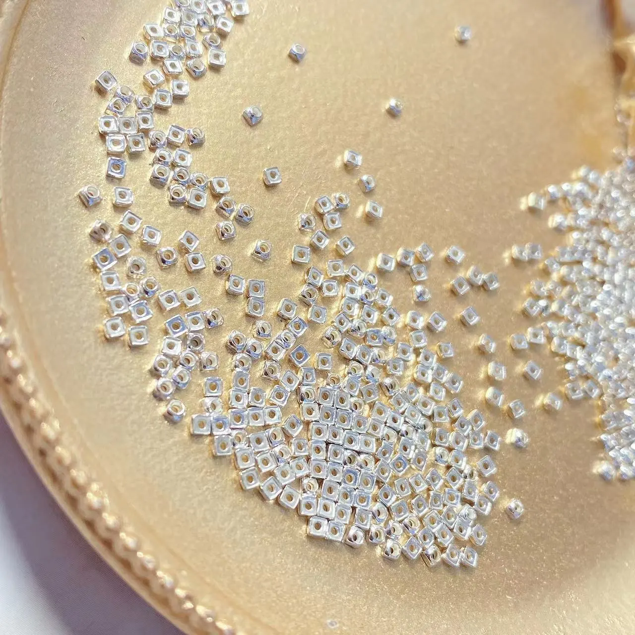 S925纯银碎银几两隔珠 素银三角几何散珠DIY手链项链串珠配件