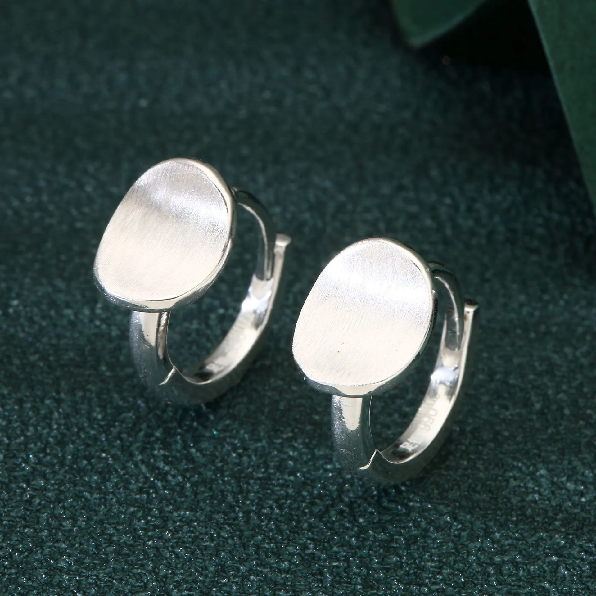 8348号足银990拉丝半圆椭圆形耳扣耳环女高级感气质耳扣直播爆款