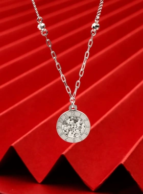 7797号足银999.9碎碎冰罗马数字时钟项链ins极简小众级感精致