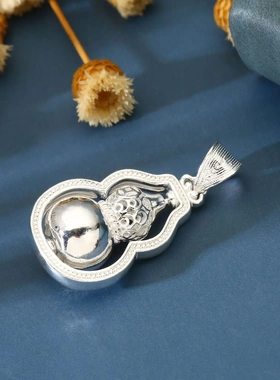 8368号足银990时来运转金钱葫芦吊坠花丝平安项链国潮直播爆款