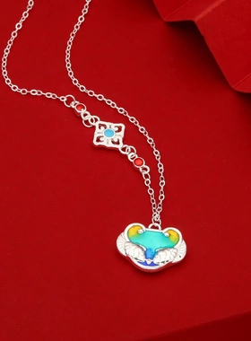 6560号足银990珐琅遇上锦鲤锁包项链新款高级设计感小众锁骨链ins