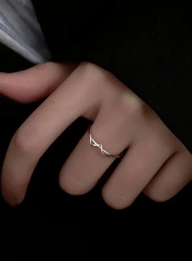 足银990素款戒指缠绕线条女纯银开口可调节简约冷淡风高级感直播