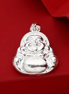 7682号足银990花丝镂空立体佛公吊坠火焰佛手工本命年佛直播爆款