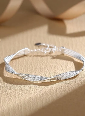 8557号足银999.9手镯女扭丝麻花银镯小众设计气质轻奢节日礼物