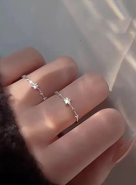 足银990锆石星星戒指女冷淡风高级感开口指环不掉色小众戒子