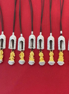 7304号 足银999八大守护神立体吊坠可打开项链国风护身符吊坠项坠