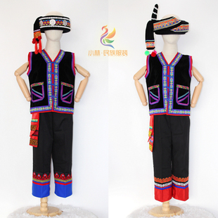 云南拉祜族马甲套男童装口袋绣花六一儿童节少数民族服装元旦服饰