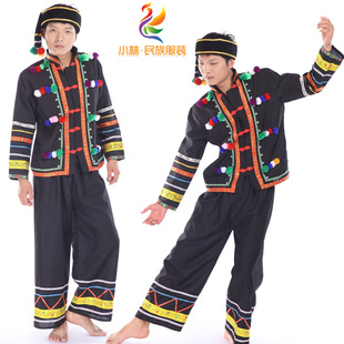 黑色长袖拉祜族男装演出舞蹈服装景颇族彝族苗族表演民族服211