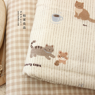 猫咪2.5米a类纯棉磨毛布料手工发圈婴儿包巾衣服床品被套全棉面料
