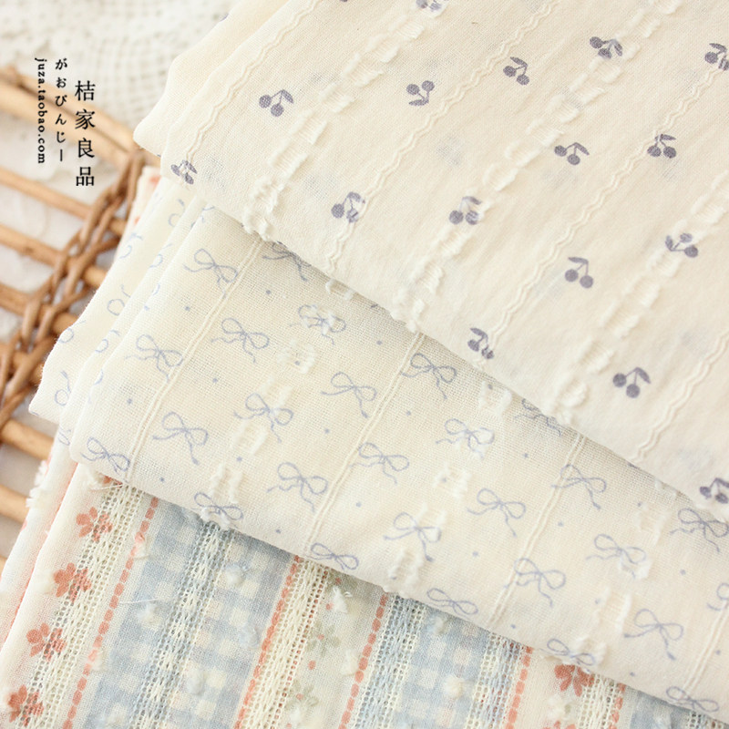a类桔家juza韩系樱桃提花全棉衣服发圈手工连衣裙装饰纯棉面料