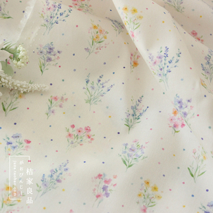 波点花纯棉高支高密全棉布料ins风全棉衣服手工包包发圈床品面料