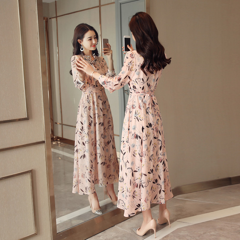 l雪纺复古碎花连衣裙2020春新款女装长款过膝显瘦印花长袖裙子夏在类目 女装/女士精品, 连衣裙中 - 来自Buy2taobao.com提供专业的淘宝代购服务