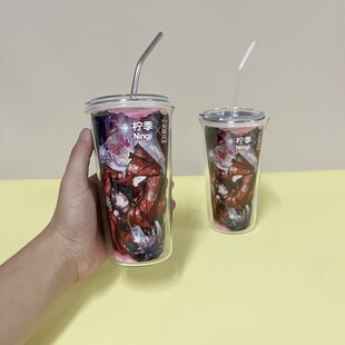 柠季联名纸嫁衣PP杯改造diy不锈钢304内胆玻璃外壳盖子吸管材料包