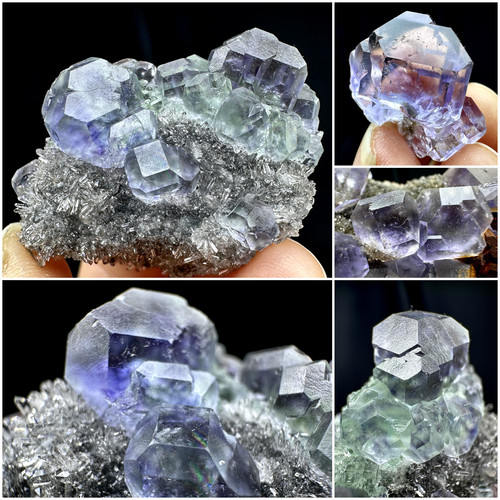 福建玻璃体坦桑蓝绿萤石石英方解石天然矿物晶体矿石标本摆件教学