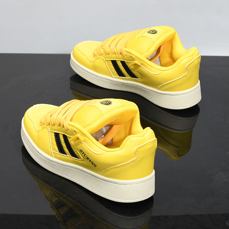 2025春季新款情侣款真皮板鞋小白鞋松糕厚底轻便百搭休闲鞋面包鞋