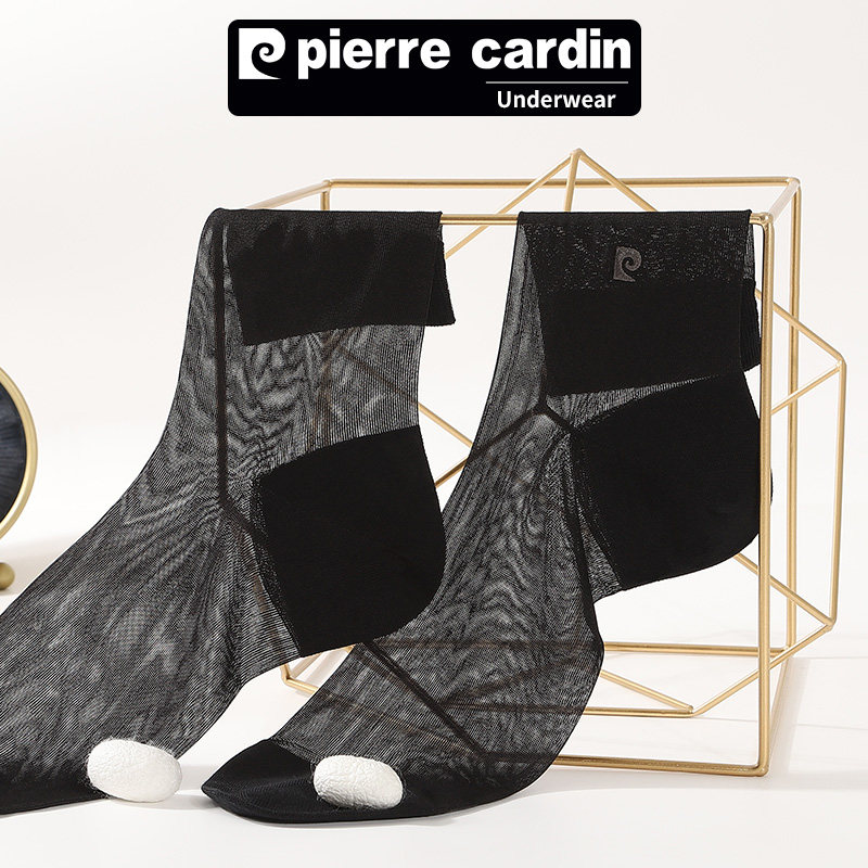 皮尔卡丹100%桑蚕丝袜子男夏季中筒男袜薄款夏天冰丝真丝袜男商务