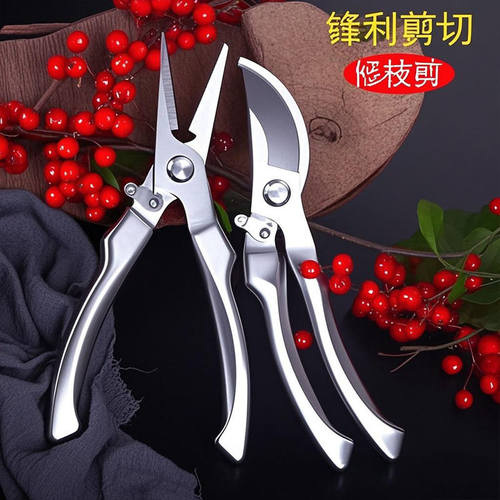 自动回弹果树修枝剪进口不锈钢强力园艺剪刀摘果剪鲜花剪树枝剪