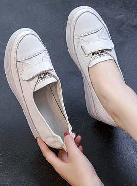 头层牛皮内增高小白鞋厚底韩版