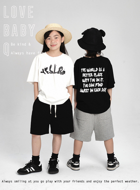 1111大促Love BabyQ原创亲子简约设计亲子黑白T恤 一家四口亲子装