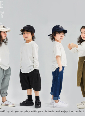 1111大促LBQ原创童装  新疆棉基础百搭白色打底纯棉长袖T恤儿童