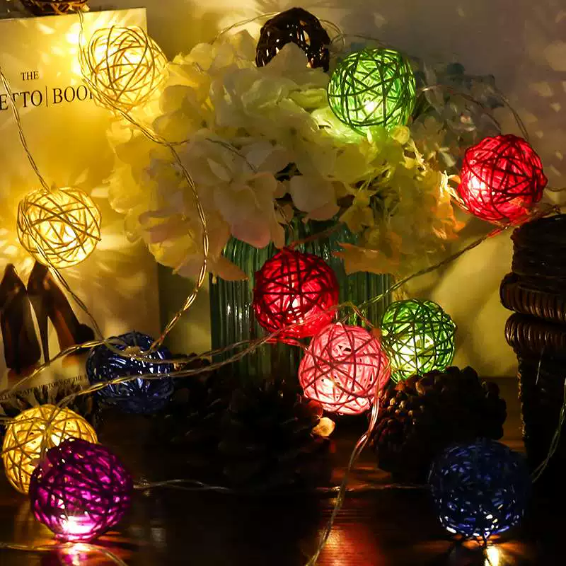 [Светодиодная гирлянда Thailand rattan ball lights звёздная комната ins]