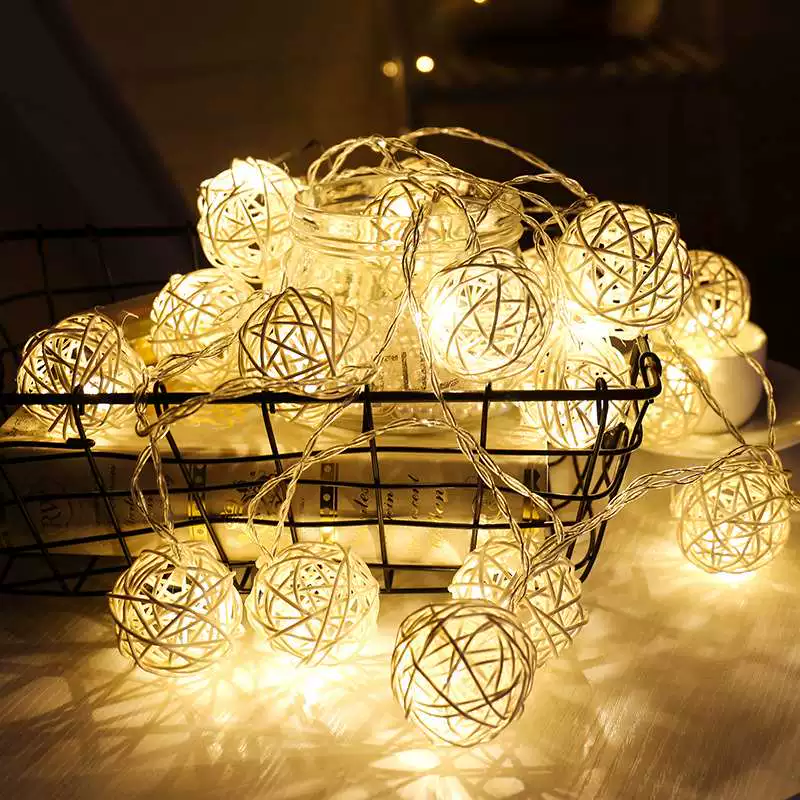 [Светодиодная гирлянда Thailand rattan ball lights звёздная комната ins]