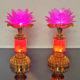 LED荷花灯电子供灯金色底座粉红色花瓣插电电池两用莲花供灯佛堂