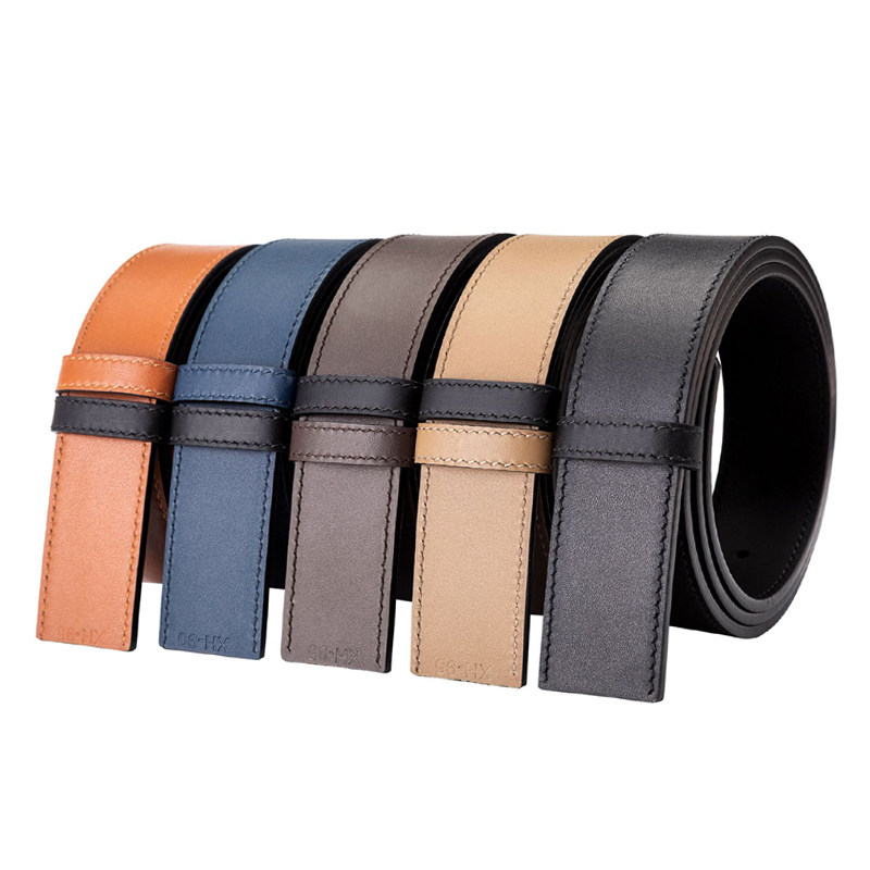 男士真皮腰带条双面头层牛皮光面打孔无头皮带条3.4宽规格裤带