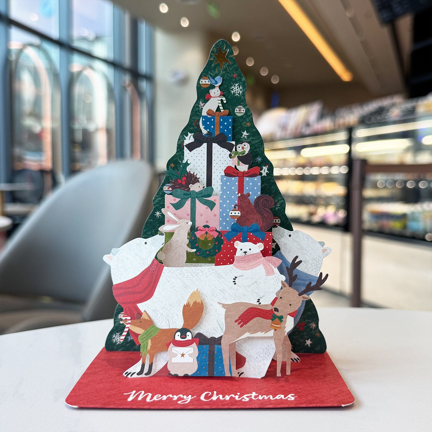 日本新款趣味造型装饰动物立体面包蛋糕咖啡店创意3D圣诞节日贺卡