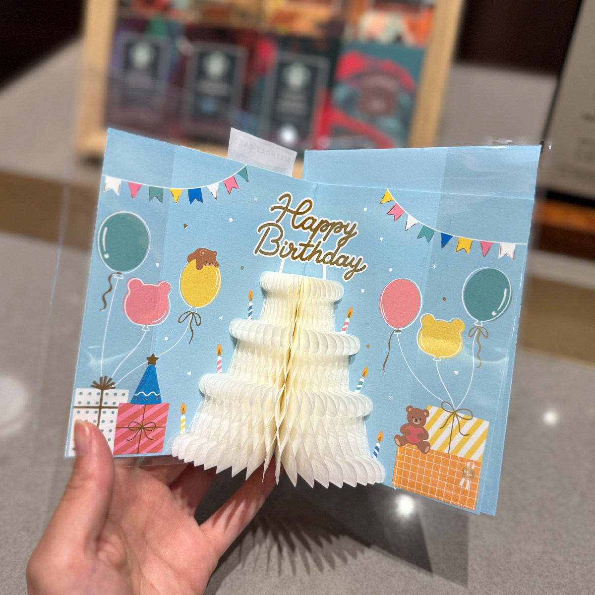 日本创意蜂巢生日蛋糕立体贺卡庆生迷你彩旗草莓装饰祝福小卡片