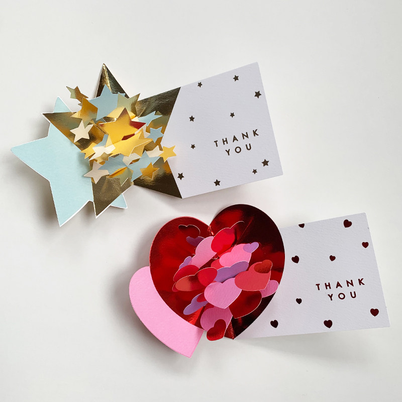 日本ins简约感谢立体创意贺卡教师节感恩节心形爱心小清新卡片