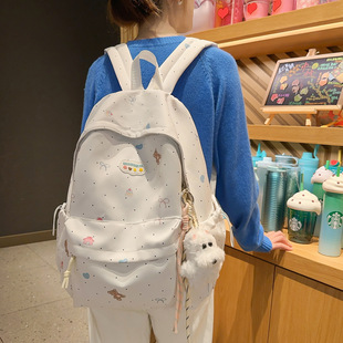 书包女生初中高中生大容量双肩包校园纯色轻便女大学生通勤电脑包