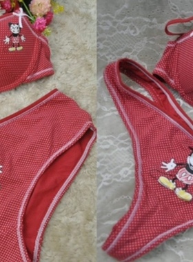 包邮非偏远地区—GL红色波点棉料钢托款舒适二扣款文胸套装款75A