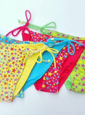 外单彩色星星/彩间两侧系带泳裤—红/黄/蓝/绿  FA111