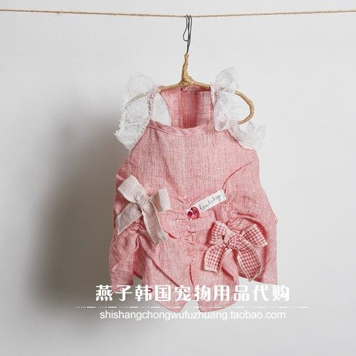 燕子萌宠屋韩国代购 louisdog猫狗连衣裙棉麻可爱蝴蝶结 XS~XL