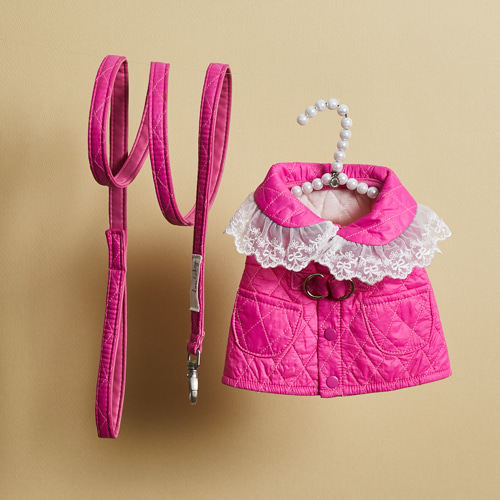 燕子萌宠屋韩国代购 louisdog热粉蕾丝花边外套可配牵引绳