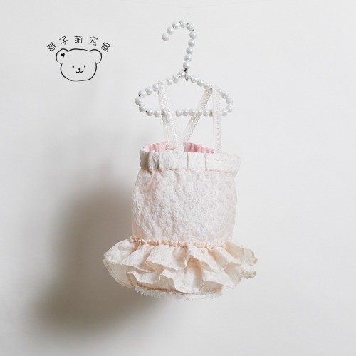 燕子萌宠屋韩国代购louisdog宠物猫狗蕾丝肩带爆米花连衣裙