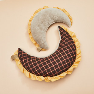 燕子萌宠屋韩国代购louisdog宠物猫狗格子花边格子月亮枕头