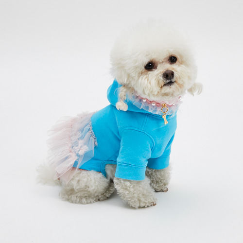 燕子萌宠屋韩国代购 louisdog宠物猫狗时尚蕾丝拼接连帽衫连体衣