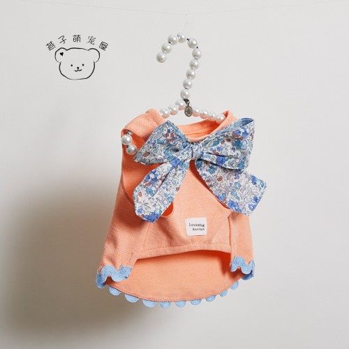 燕子萌宠屋韩国代购louisdog宠物猫狗蝴蝶结上衣 纯棉背心