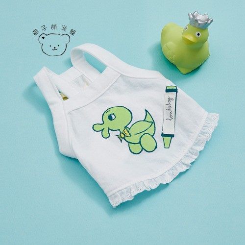 燕子萌宠屋韩国代购 louisdog宠物猫狗绿鸭子无袖蕾丝边上衣