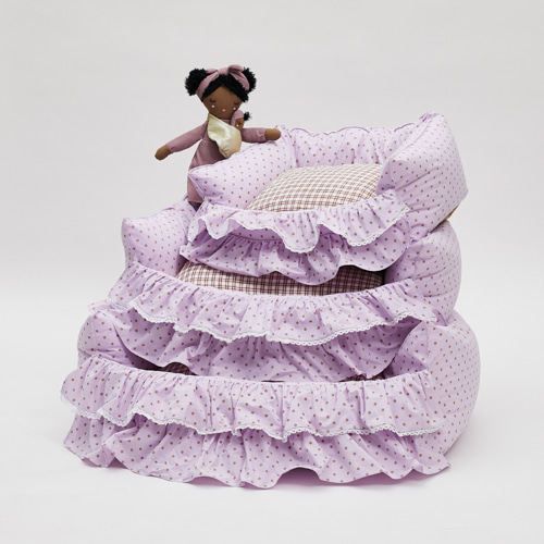 现货/燕子萌宠屋韩国代购Louisdog小型猫狗花边坐垫沙发睡窝