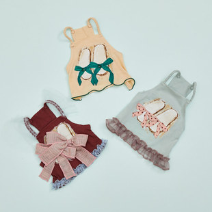 部分现货/燕子萌宠屋韩国代购Louisdog小型猫狗蝴蝶结拖鞋上衣