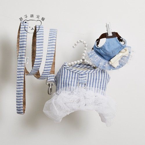 燕子萌宠屋韩国代购louisdog宠物猫狗蕾丝仙女网纱胸背配牵引绳