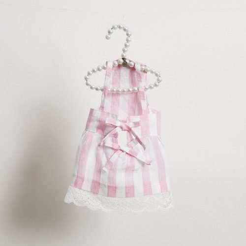 燕子萌宠屋韩国代购 louisdog 猫狗粉色条纹背带裙 宠物连衣裙