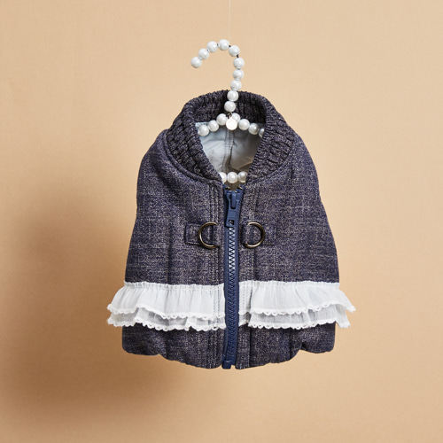 燕子萌宠屋韩国代购Louisdog小型猫狗蕾丝拼接外套上衣可牵引